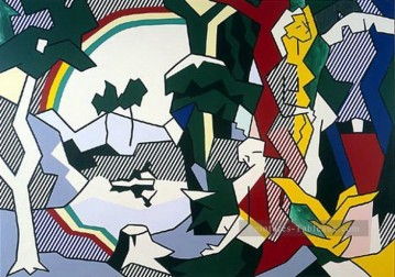 Roy Lichtenstein œuvres - paysage avec figures et arc en ciel 1980 Roy Lichtenstein